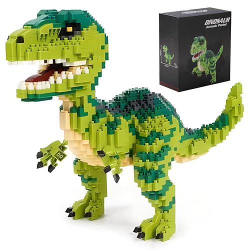 CSNRHG Dinosaurier Tyrannosaurus Rex Bausteine Velociraptor Modell Dekor Micro Mini Blöcke Spielzeug Geburtstag für Alter 6+ Kinder Erwachsene Teens 1457 Stücke von CSNRHG