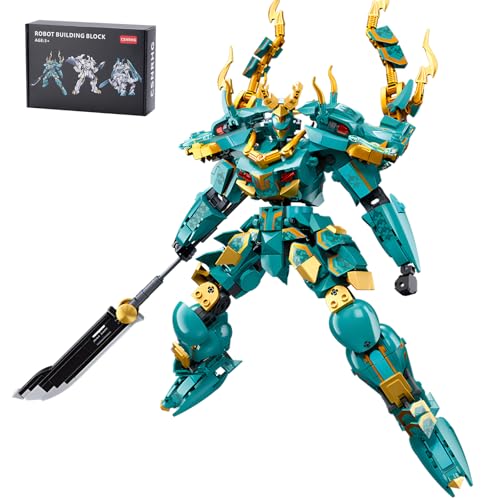 CSNRHG Green Dargon Samurai Mech Roboter mit langem Speer Modell Bausteine Spielzeug Set Mythischer Geburtstag für Alter 8+ Kinder Erwachsene Teens 704 Teile von CSNRHG