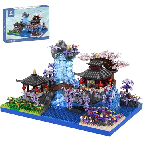 Japanische Kirschblüte Bonsai Baum Architektur Baustein Sets Chinesische Pfirsichblüte Pool Micro Mini Baumhaus Gebäude Modell Spielzeug Geschenk für Kinder Erwachsene 2400 Stücke von CSNRHG