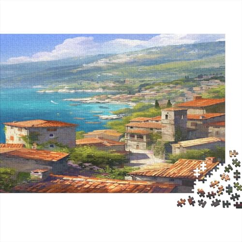 Küstenstadt 1000pcs (75x50cm) Puzzle Für Erwachsene Meerblick Rätsel,Schwieriges Rätsel,DIY Geschicklichkeitsspiele Für Die Ganze Familie von CTAMM