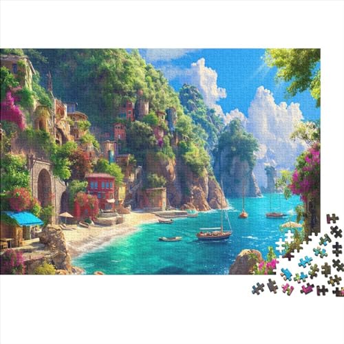 Küstenstadt 1000pcs (75x50cm) Puzzles,Meerblick Schwieriges Rätsel,Geschicklichkeitsspiele Für Die Ganze Familie von CTAMM