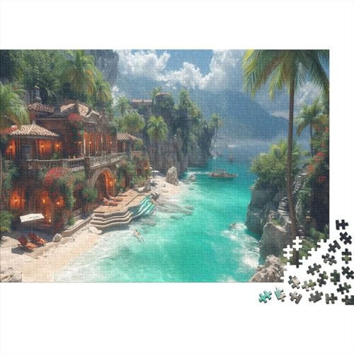 Küstenstadt 1000pcs (75x50cm) Puzzles,Meerblick Schwieriges Rätsel,Geschicklichkeitsspiele Für Die Ganze Familie von CTAMM