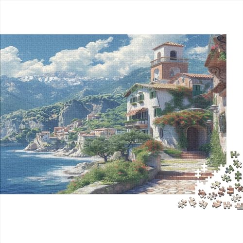 Küstenstadt Puzzle 1000pcs (75x50cm),Puzzle Für Erwachsene,Impossible Puzzle,Geschicklichkeitsspiel Für Die Ganze Familie,Puzzle Farbenfrohes,Meerblick von CTAMM