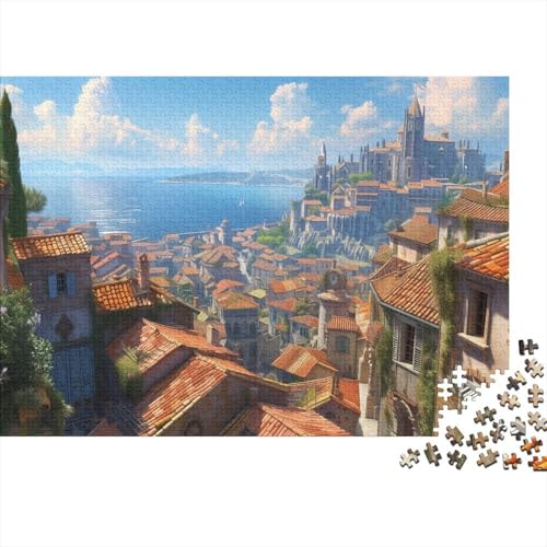 Küstenstadt Puzzle 1000pcs (75x50cm) Erwachsene Meerblick Puzzle Erwachsene Geschicklichkeitsspiel Für Die Ganze Familie von CTAMM