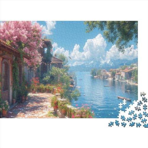 Küstenstadt Puzzles 1000pcs (75x50cm) Für Erwachsene Meerblick Puzzlespiel Heimdekorations Puzzle von CTAMM