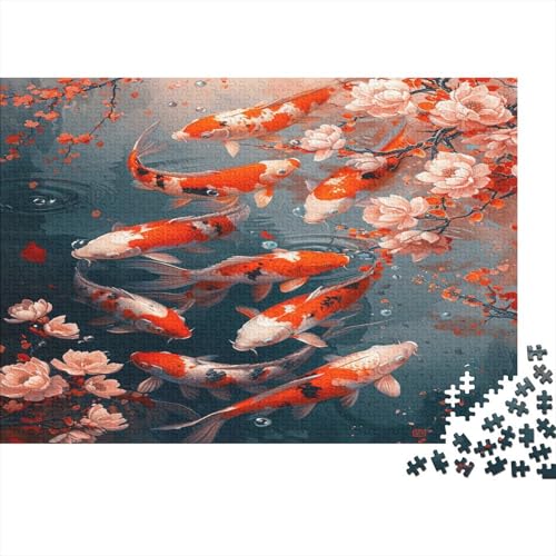 Puzzle 1000pcs (75x50cm) Erwachsene Koi Hölzern Puzzles Für Erwachsene,Lustige Spielrätsel Für Erwachsene Fische Hölzern Puzzles Für Teenager von CTAMM