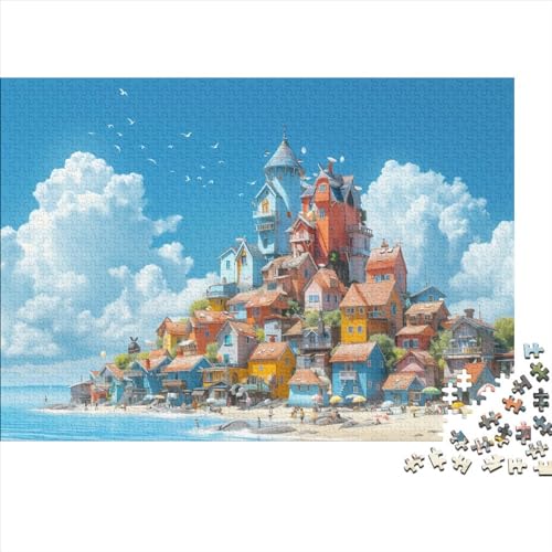 Puzzle 1000pcs (75x50cm) Erwachsene Küstenstadt Hölzern Puzzles Für Erwachsene,Lustige Spielrätsel Für Erwachsene Meerblick Hölzern Puzzles Für Teenager von CTAMM