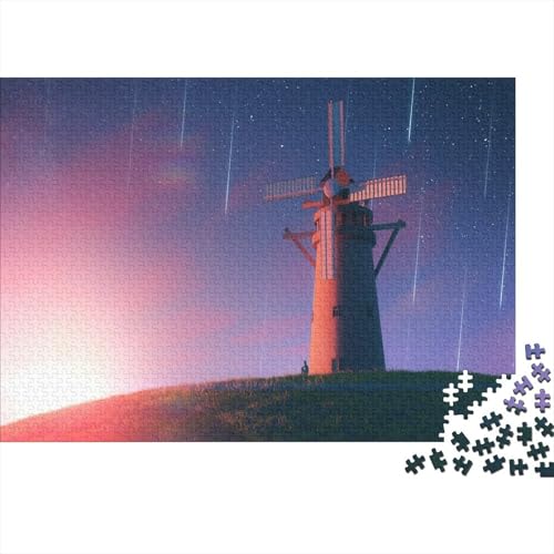 Puzzle 1000pcs (75x50cm) Erwachsene Windmühle Hölzern Puzzles Für Erwachsene,Lustige Spielrätsel Für Erwachsene Naturlandschaft Hölzern Puzzles Für Teenager von CTAMM