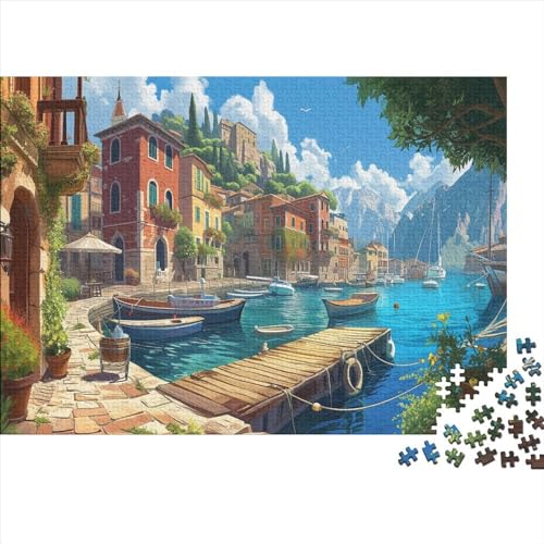 Puzzle Küstenstadt,1000pcs (75x50cm) Meerblick Puzzle Für Erwachsene DIY Puzzle von CTAMM