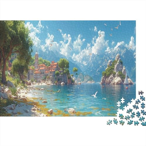 Puzzle Küstenstadt,1000pcs (75x50cm) Puzzle Für Erwachsene Ab 14 Jahren Meerblick Puzzle von CTAMM