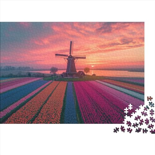 Puzzle Windmühle,1000pcs (75x50cm) Puzzle Für Erwachsene Ab 14 Jahren Naturlandschaft Puzzle Home Dekoration Puzzle von CTAMM