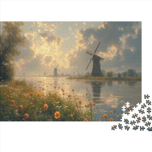 Puzzles 1000pcs (75x50cm) Für Erwachsene Windmühle Puzzles Für Erwachsene Puzzle-Lernspiele Naturlandschaft von CTAMM