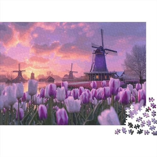 Windmühle 1000pcs (75x50cm) Puzzles,Naturlandschaft Schwieriges Rätsel,Geschicklichkeitsspiele Für Die Ganze Familie von CTAMM