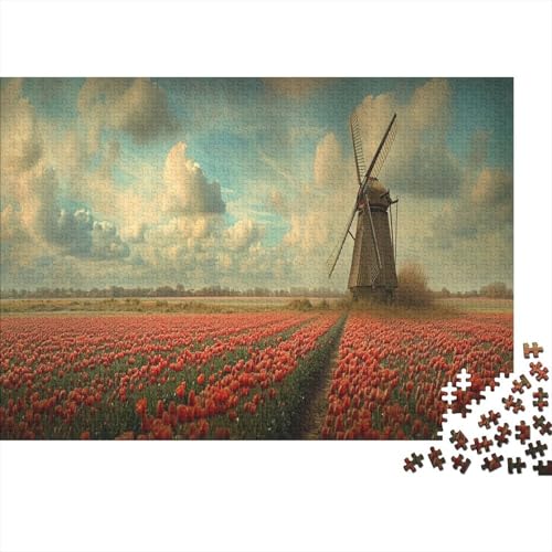 Windmühle Puzzle 1000pcs (75x50cm),Puzzle Für Erwachsene,Impossible Puzzle,Geschicklichkeitsspiel Für Die Ganze Familie,Puzzle Farbenfrohes,Naturlandschaft von CTAMM