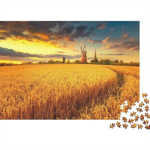 Windmühle Puzzle 1000pcs (75x50cm),Puzzle Für Erwachsene,Impossible Puzzle,Geschicklichkeitsspiel Für Die Ganze Familie,Puzzle Farbenfrohes,Naturlandschaft von CTAMM