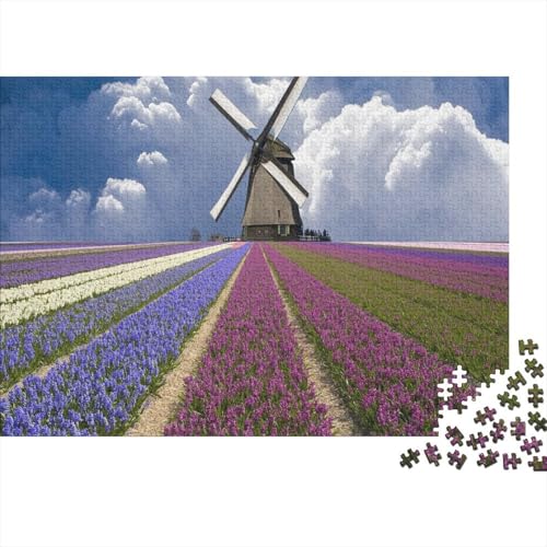 Windmühle Puzzle 1000pcs (75x50cm),Puzzle Für Erwachsene,Impossible Puzzle,Geschicklichkeitsspiel Für Die Ganze Familie,Puzzle Farbenfrohes,Naturlandschaft von CTAMM