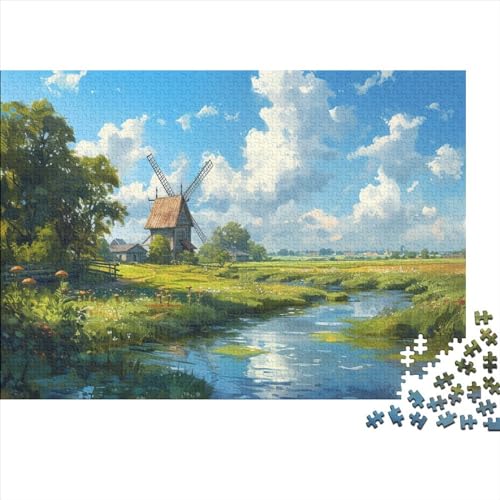 Windmühle Puzzle 1000pcs (75x50cm),Puzzle Für Erwachsene,Impossible Puzzle,Geschicklichkeitsspiel Für Die Ganze Familie,Puzzle Farbenfrohes,Puzzle Mit Naturlandschaft von CTAMM