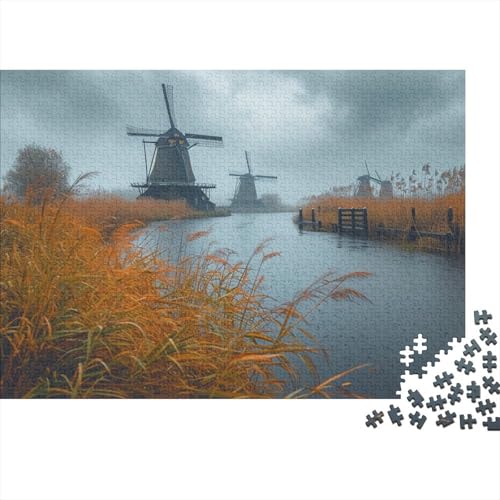 Windmühle Puzzle 1000pcs (75x50cm) Erwachsene Naturlandschaft Puzzle Erwachsene Geschicklichkeitsspiel Für Die Ganze Familie von CTAMM