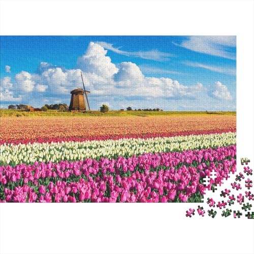 Windmühle Puzzles 1000pcs (75x50cm) Für Erwachsene Naturlandschaft Puzzlespiel Heimdekorations Puzzle von CTAMM