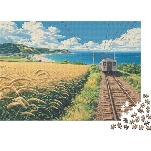 Zug Puzzle 1000pcs (75x50cm),Puzzle Für Erwachsene,Impossible Puzzle,Geschicklichkeitsspiel Für Die Ganze Familie,Puzzle Farbenfrohes,Puzzle Mit Reiselandschaft von CTAMM