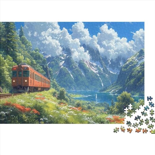 Zug Puzzle 1000pcs (75x50cm),Puzzle Für Erwachsene,Impossible Puzzle,Geschicklichkeitsspiel Für Die Ganze Familie,Puzzle Farbenfrohes,Reiselandschaft von CTAMM