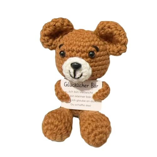 CTDWNT Positive Bär häkeln, Positive Bär Emotionale Unterstützung Häkeln, Bär Niedliche Handgemachte Geschenke EM-Karte, mit Puppe Gestrickt Positiv von CTDWNT