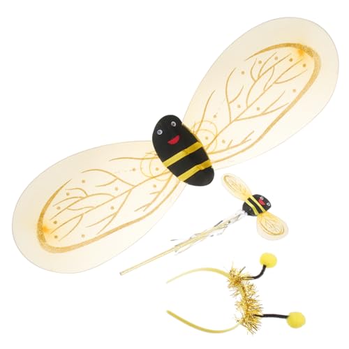 CTIRCHIU Goldener Bienenkostüm Set für Mädchen mit Flügeln Zauberstab und Stirnband Niedliches Feen Kostüm für Party und Bühnenverkleidung Komfortables Stoffmaterial für Fasching und CTIRCHIU Goldener Bienenkostüm Set für Mädchen mit Flügeln Zauberstab und Stirnband Niedliches Feen Kostüm für Party und Bühnenverkleidung Komfortables Stoffmaterial für Fasching und von CTIRCHIU