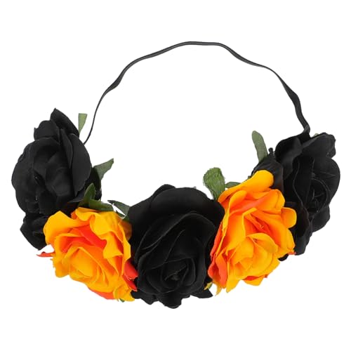 CTIRCHIU Halloween Haarband Roseblüte Elastisches Blumenhaarband Damen Brautschmuck für Kostümfest Hochzeit Schwarz Orange CTIRCHIU Halloween Haarband Roseblüte Elastisches Blumenhaarband Damen Brautschmuck für Kostümfest Hochzeit Schwarz Orange von CTIRCHIU