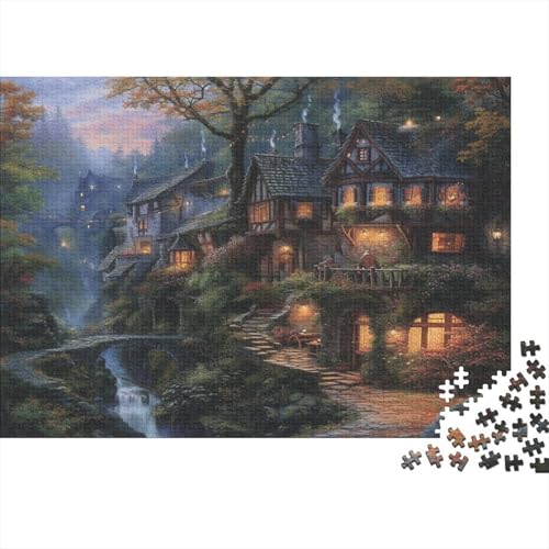 Berghütte 1000 Stück Puzzles Für Erwachsene Teenager Stress Abbauen Familien-Puzzlespiel 1000-teiliges Puzzle Kinder Lernspiel Spielzeug Geschenk Puzzel 1000pcs (75x50cm) von CTNEBUIIO