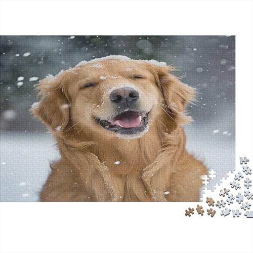 Golden Retriever Puzzle 1000 Teile Puzzle Erwachsene Schwieriges Schwer Puzzle Für Erwachsene Und Kinder Ab 14 Jahren Puzzel 1000pcs (75x50cm) von CTNEBUIIO