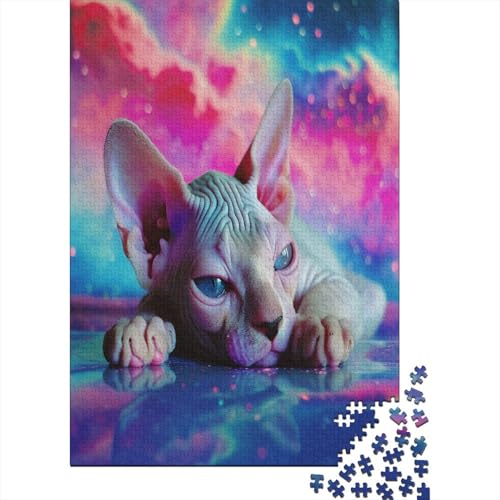 Haarlose Katze 1000 Teile,Impossible Puzzle,GesKükenlichkeitsspiel Für Die Ganze Familie, Erwachsenen Puzzlespiel Puzzel 1000pcs (75x50cm) von CTNEBUIIO