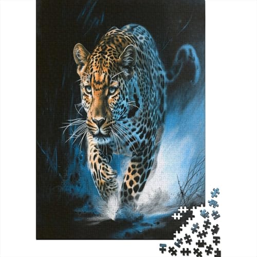 Leopard 1000 Stück Puzzles Für Erwachsene Teenager Stress Abbauen Familien-Puzzlespiel Mit Poster in 1000-teiliges Puzzle Kinder Lernspiel Spielzeug Geschenk Puzzel 1000pcs (75x50cm) von CTNEBUIIO