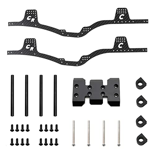 CTRLZS LCG Kohlefaser-Chassis-Kit Rahmenschiene Unterfahrschutz Karosseriepfostenhalterung für Axial SCX10 1/10 RC Crawler Autoteile, Schwarz von CTRLZS