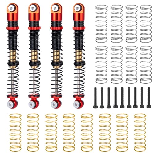 CTVACK Teile aufrüsten Kompatibel Mit Axial Für SCX24 Für Deadbolt Für Gladiator Für Bronco Für Wrangler C10 4 Stück Metall 53 Mm Stoßdämpfer Dämpfer 1/24 RC Crawler Automodell(Color:2) von CTVACK