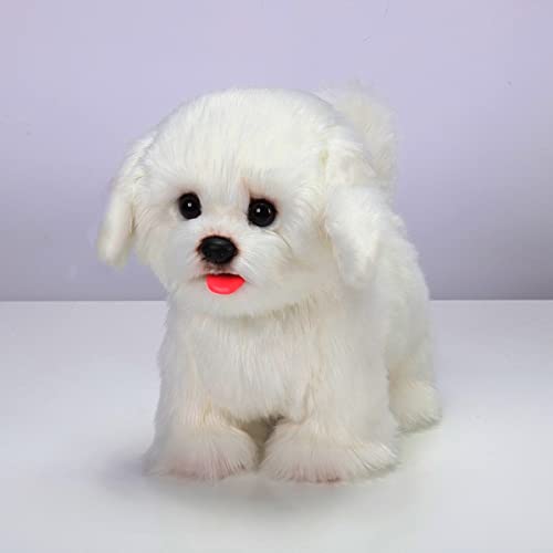 CU-MATE Plush Interactive Maltese Simulation Dog-Realistic Stuffed Animal Puppy Electronic Toy Robotic Dog with Walking/Barking/Wagging Tail/Talking- Gifts for Girls Boys von CU-MATE