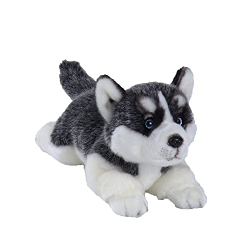 CU-MATE Sibirischer Husky-Stoffhund, Tiersimulation, realistisch und lebensecht, weich, handgefertigt, liegender Hund, Plüschtier, Welpe, Geschenk für Jungen und Mädchen von CU-MATE