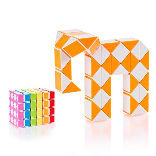 CUBIDI® Original Magic Snake | 48 Blöcke Orange | Knobelspiele für Kinder & Erwachsene | Ideal als Mitgebsel Kindergeburtstag Gastgeschenke oder kleine Geschenke für Kinder von CUBIDI