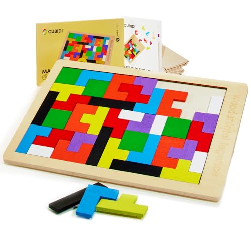 CUBIDI® Kreatives Montessori Tangram Puzzle | Fördert logisches Denken und Räumliche Vorstellungskraft | Geschicklichkeitsspiel aus Hochwertigem Holz | Lernspiele ab 4 Jahre für Jungen und Mädchen von CUBIDI