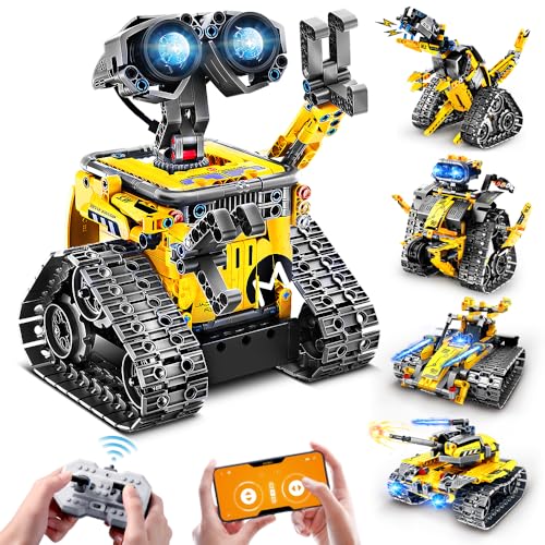 CUBIMANA Technik Roboter für Kinder Spielzeug - 5 in 1 Fernsteuerung Bauspielzeug mit App Programmierbar Wall Roboter/Technik Roboter/Dinosaurier Geschenke für Jungen Mädchen 6-12+ Jahre (520 Stück) von CUBIMANA