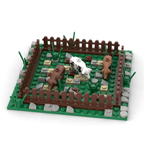 CUBRICKS Farm Schweinestall Modell Spielset Farm Grundplatten Zubehör Kits, MOC Großes Quadratisches Klassisches Teller Set Kompatibel mit Großen Marken (82 Stück) von CUBRICKS