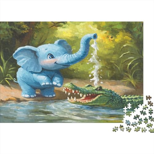 Elefant 1000 Stück Puzzles Für Erwachsene Teenager Stress Abbauen Familien-Puzzlespiel 1000-teiliges Puzzle Kinder Lernspiel Spielzeug Geschenk Puzzel 1000pcs (75x50cm) von CUBSKRIRB