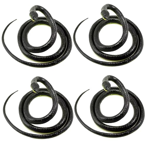 4pcs Gummischlangen realistisch 4.26 Fuß gefälschte Schlangenplastik Plastik Snake Toy Flexible Schlangenspielzeug für Garten Requisiten, um Vögel unheimliche Halloween -Requisiten für Halloween -Dek von CUCUFA