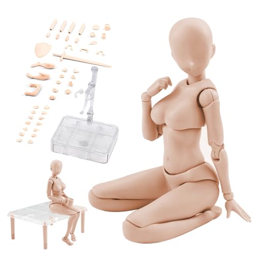 Aktionsabbildung, Roboter-Aktion-Abbildung Frau 5.1in, mehrgelbte bewegliche Roboter-Figuren, Actionfiguren Aktivität Roboter, PVC-Blind-Action-Figur, Poable-Figur, Skizzierungsmodell für Künstler von CUCUFA