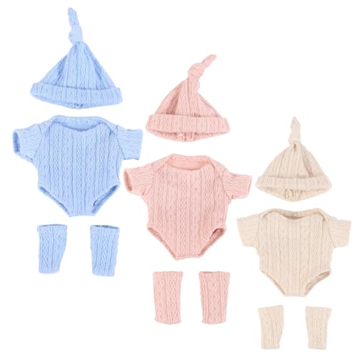 Babypuppenkleidung für 7,9 -Zoll -Puppe 3 Set weiche Babypuppenkleidung 3 Farben Hautfreundliche Wiederverwendbare Puppen -Outfits für Neugeborene Mädchen Jungen, Puppen -Outfits von CUCUFA