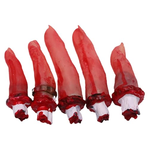 CUCUFA Abgetrennte Finger 5pcs/Set Realistic Bloapy Grus, gehacktes Finger mit gebrochenem Knochen 2,8-3,9 Zoll abgetrennte Körperteile für Halloween, abgetrennte Körperteile von CUCUFA