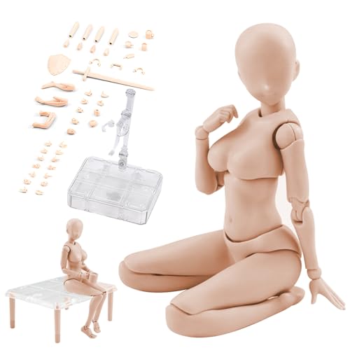 CUCUFA Actionfigur mit Armen PVC Blind Actionfigur DIY Haut Farbe Posenable Figure Blindende Actionfigur Zeichnungsmodell für Künstler, Frau 5.1in von CUCUFA