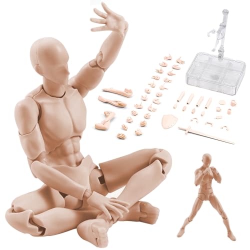 CUCUFA Actionfigur mit Armen PVC Blind Actionfigur DIY Hautfarbe Posenable Figure Blindende Actionfigur Zeichnungsmodell für Künstler, männlich 5.9in von CUCUFA