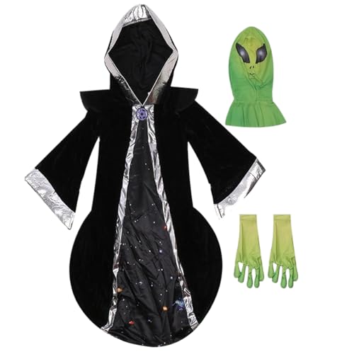 CUCUFA Alien Kostümkinder, Halloween -Kinder -Kostümkleid, Halloween Alien Outfit L, Halloween -Kostüme für Kinder von CUCUFA