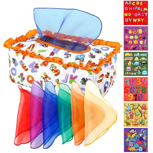 CUCUFA Baby -Tissue -Box -Spielzeug, sensorisches Spielzeug für Babys, Tissue -Box -Spielzeug für Säuglingsstil 2, Montessori Sensorisches Spielzeug mit 6 -pcs von CUCUFA