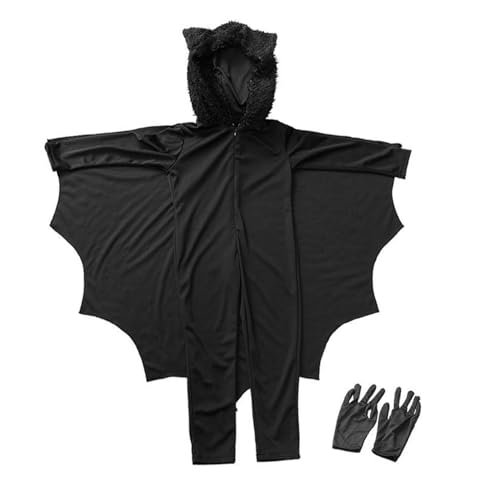 CUCUFA Bat Cape, Fledermauskostüm für Kinder, Kinder Vampire Fledermaus, XL Kids Kapuzenfledermaus, Halloween Child Food Dress von CUCUFA